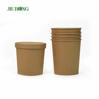 16 OZ أدوات المائدة ورقة كأس السلطانية قابلة للتحلل الحيوي ورقة صغيرة مع الأغطية